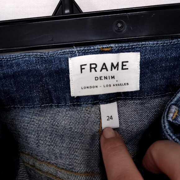 Frame Le Crop Mini Boot Cut-Leg Jeans Womens Size 24 Dark Wash Denim - Picture 9 of 16